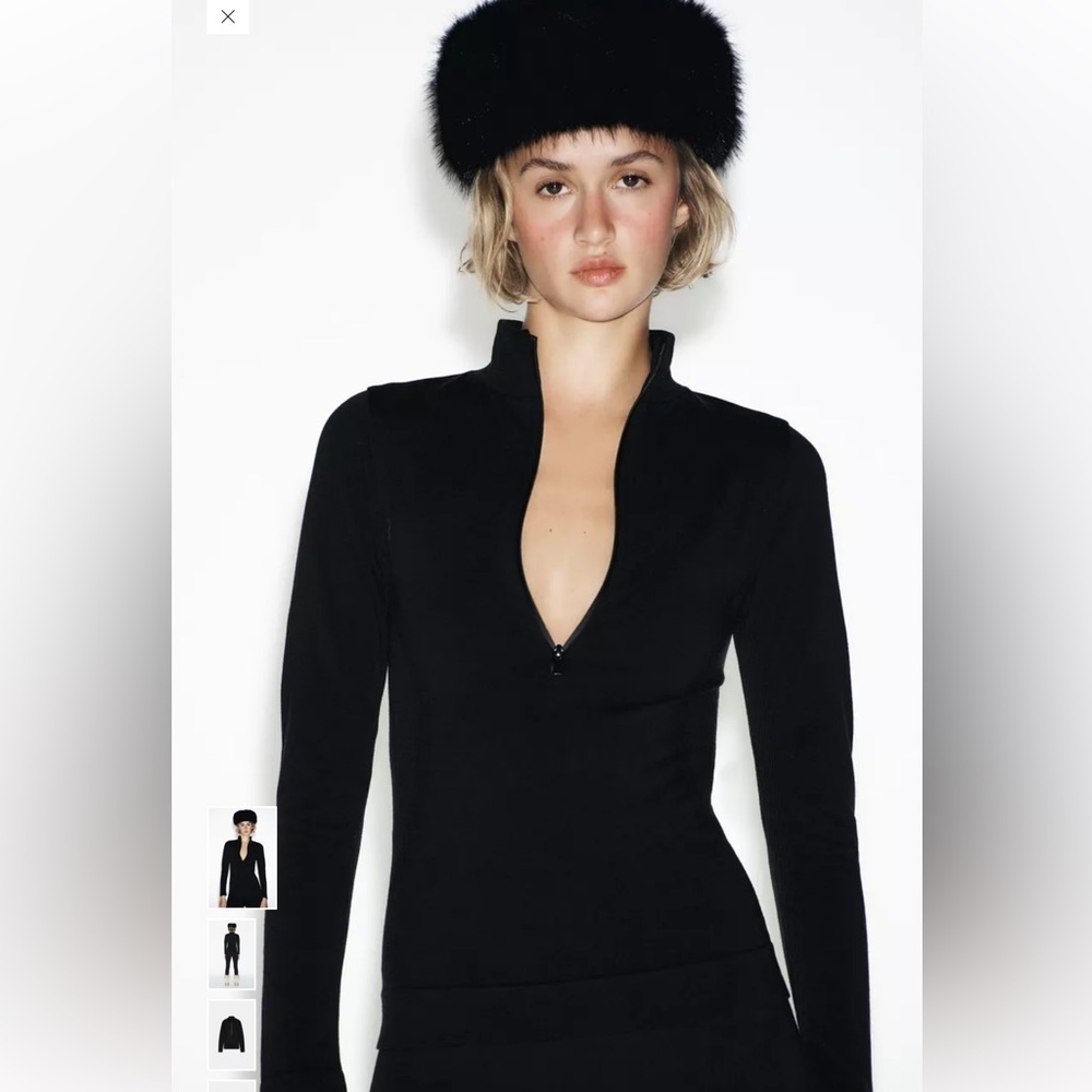 Zara Ski Seamless Merino Wool Half Zip Long sleeve